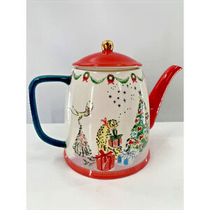 Anthropologie Susannah Garrod Holiday Tis The Season Tea For Two Teapot - Defect